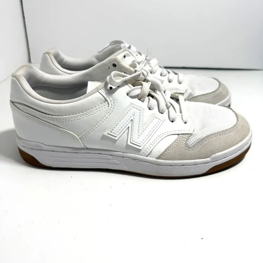 New Balance M8.5 W10 480 Sneaker Tennis Shoe White with Reflection Leather Upper